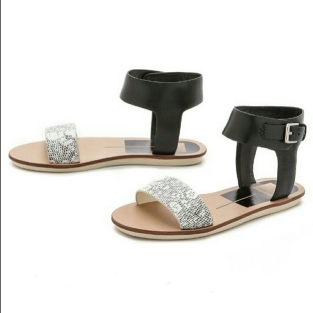 Dolce Vita Naria Black/White Leather Sandals 9.5